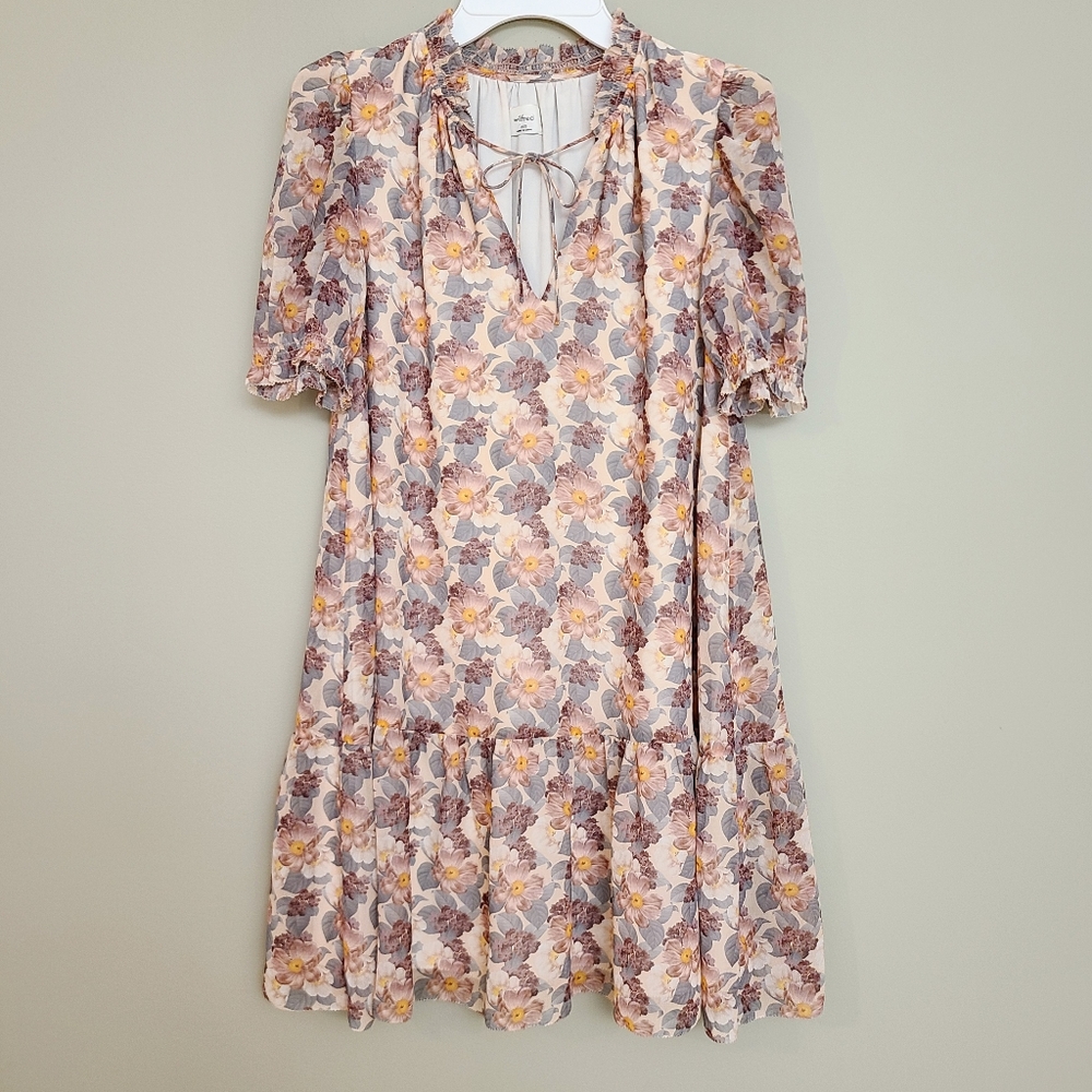 COPY - Aritzia Wilfred Walden Floral Mini Dress Tiered Skirt Puff Sleeve Flowy …